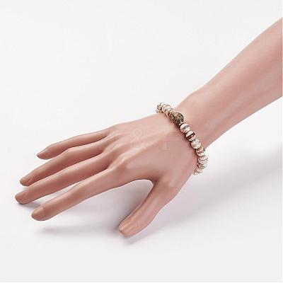 Natural Tibetan Style dZi Agate Bead Stretch Bracelets BJEW-JB03098-02-1