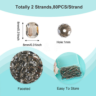 2 Strands Transparent Electroplate Glass Beads Strand GLAA-TA0002-62-1