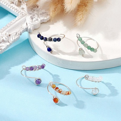 Mixed Natural Gemstone Rings RJEW-JR00584-02-1
