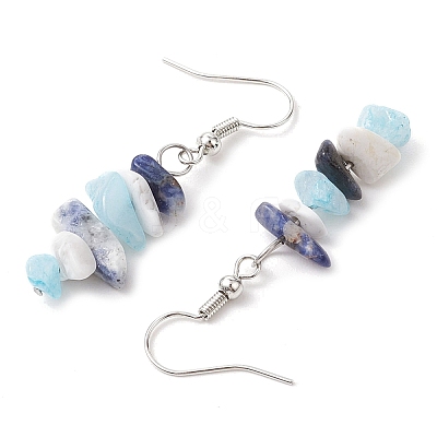 Natural Howlite & White Jade & Sodalite Dangle Earrings EJEW-JE06127-02-1
