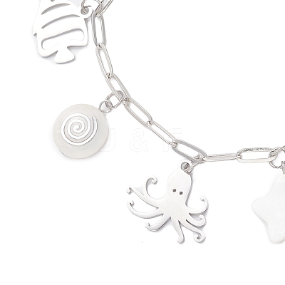 Ocean Theme 304 Stainless Steel Charm Bracelets BJEW-JB12218-02-1