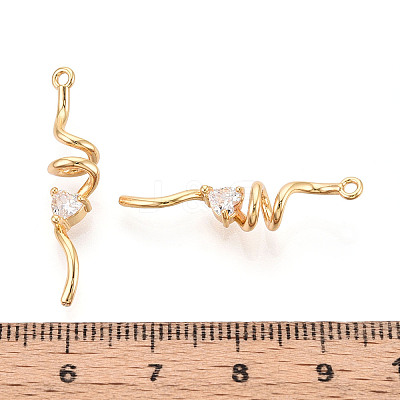 Brass Micro Pave Clear Cubic Zirconia Pendants KK-T078-01G-03-1