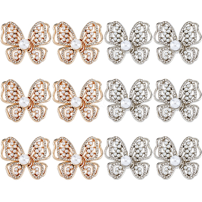 12Pc 2 Colors Iron Rhinestone Buttons FIND-FH0016-79-1