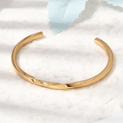 304 Stainless Steel Cuff Bangles for Women BJEW-H644-04G-1