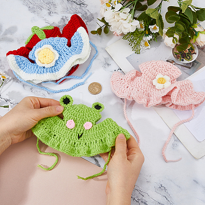 4Pcs 4 Colors Cloth Pet Hat AJEW-FH0008-80-1