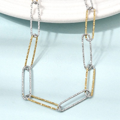 5MM Duo Tone 304 Stainless Steel Textured Paperclip Chain Necklaces for Women Men SA-CBA37BC-20GP-1