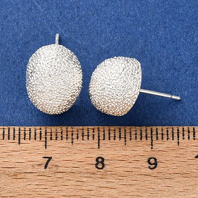Brass Textured Stud Earrings EJEW-A143-02E-S-1