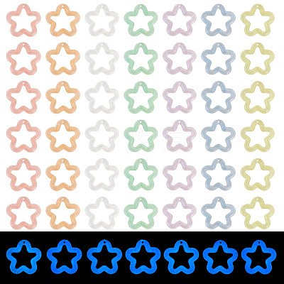 70Pcs 7 Colors Transparent Luminous Acrylic Pendants TACR-TA0001-65-1