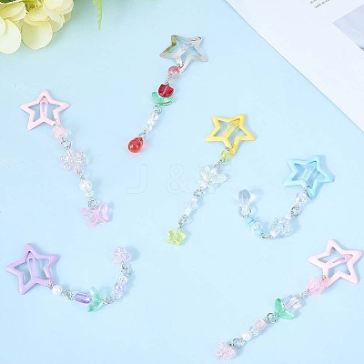 6Pcs 6 Colors Star Iron & Plastic Snap Hair Clips PHAR-CP0001-27-1