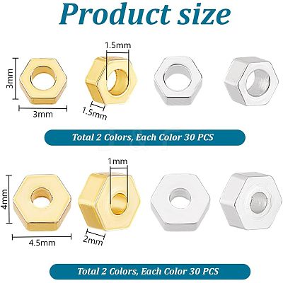 120Pcs 4 Styles Rack Plating Brass Beads KK-PH0010-68-1