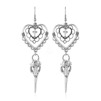 Gothic Heart Cross Skull Dangle Earrings MU2245-1