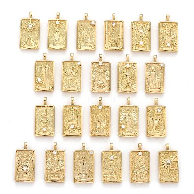 Brass Micro Pave Clear Cubic Zirconia Pendants ZIRC-Z004-01-1