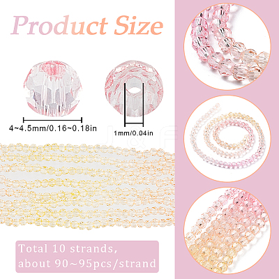 10 Strands Transparent Gradient Color Glass Beads Strands GLAA-SC0002-04B-1