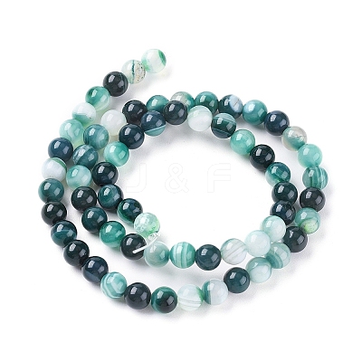 Natural Striped Agate/Banded Agate Beads Strands X-G-G582-6mm-48-1