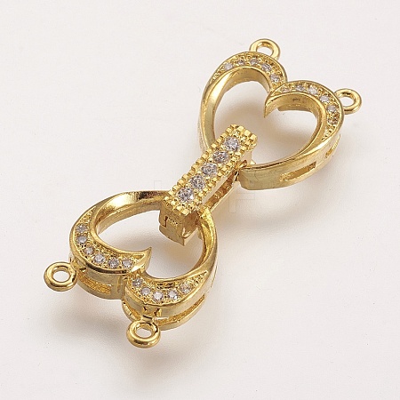 Brass Micro Pave Cubic Zirconia Fold Over Clasps ZIRC-F047-09G-1