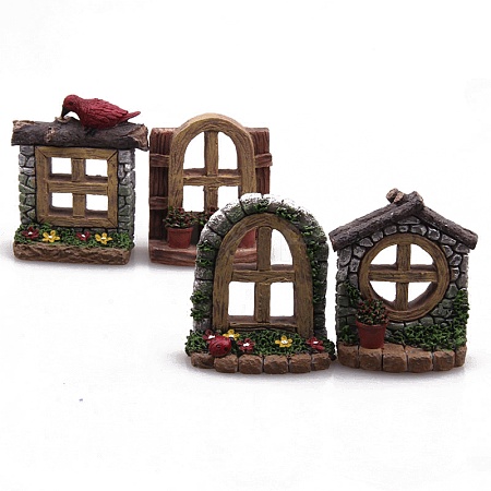 Miniature Resin Imitation Wood Windows MIMO-PW0003-186-1