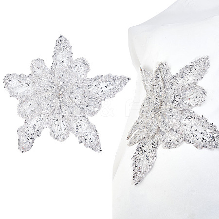 3D Flower Polyester Sequin Brooches for Backpack Clothes JEWB-WH0030-63A-1