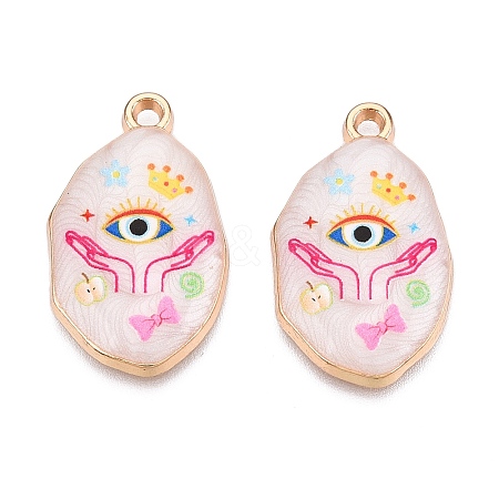 Printed Rack Plating Alloy Enamel Pendants ENAM-T020-04D-1