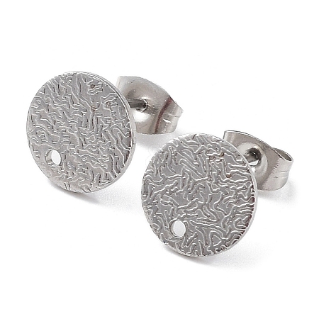 Non-Tarnish 201 Stainless Steel Flat Round Stud Earring Findings STAS-K259-18C-P-1