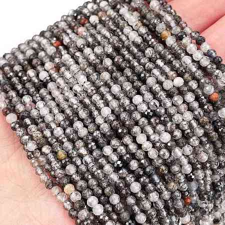 Natural Black Rutilated Quartz Beads Strands G-H003-B05-02A-1