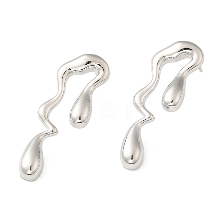 Rack Plating Brass Melting Teardro Dangle Stud Earrings for Women EJEW-Z019-01P-1