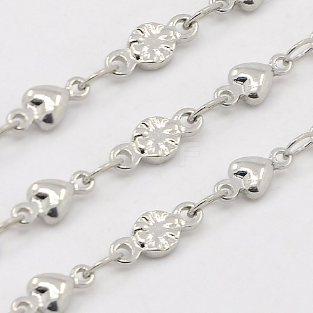 Tarnish Resistant 3.28 Feet 304 Stainless Steel Flower Chains X-CHS-K001-47-1