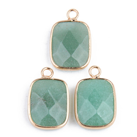Faceted Natural Green Aventurine Pendants X-G-S359-179A-1