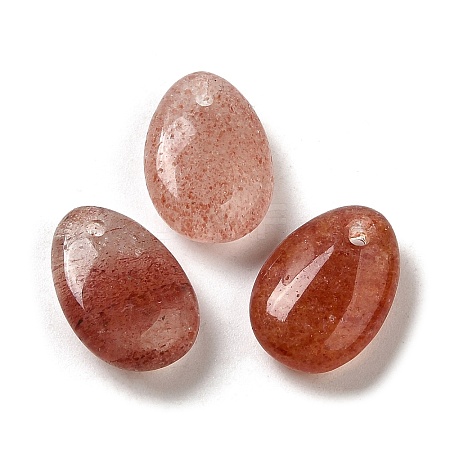 Natural Strawberry Quartz Teardrop Charms G-M410-01-10-1