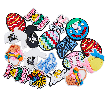 SUPERFINDINGS 56Pcs 14 Style Easter Theme PVC Plastic Cabochons KY-FH0001-21-1