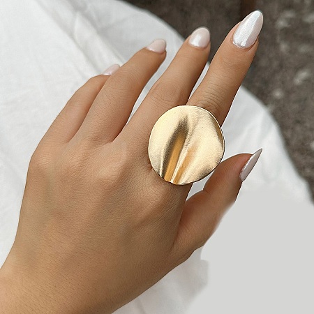 Matte Gold Alloy Adjustable Rings for Women LS-RJEW-K260-07D-1