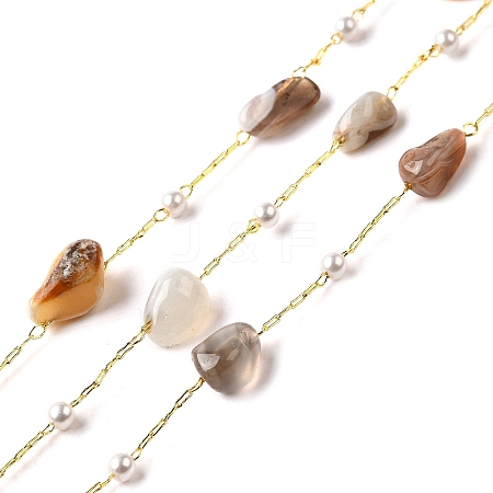Handmade Natural Botswana Agate Nuggets Beaded Chains CHC-F020-04G-01-1