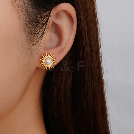 Geometric Stainless Steel Sun Stud Earrings NK4647-1