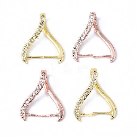 4Pcs 2 Colors Rack Plating Brass Micro Pave Cubic Zirconia Ice Pick Pinch Bails KK-YW0003-44B-1