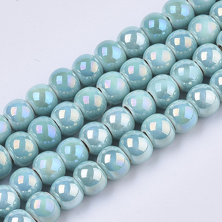 Electroplate Porcelain Beads PORC-N005-04B-1