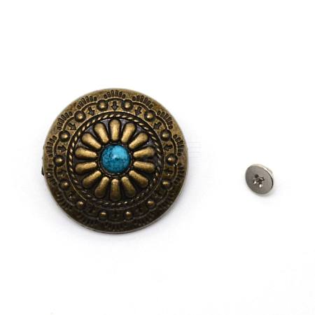 1-Hole Alloy & Turquoise Decorative Rivets PALLOY-WH0092-09B-AB-1
