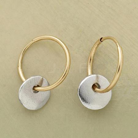 Two Tone Flat Round Alloy Hoop Earrings FS-WG41E3F-01-1