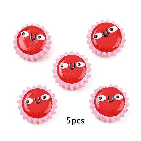 5Pcs Fuuny Painted Glass Beads Enamel Beads LAMP-YW0004-05G-1