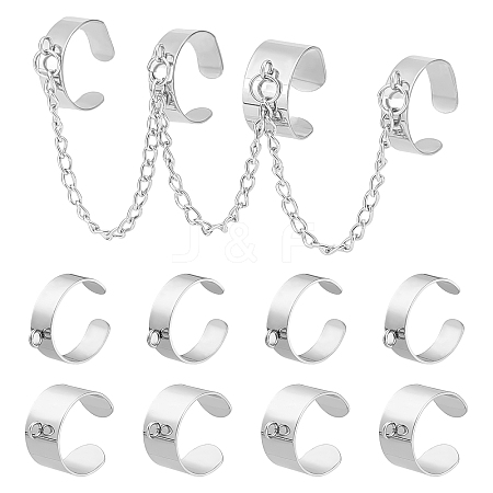 10Pcs 2 Size Stainless Steel Open Cuff Finger Ring Components STAS-UN0038-76-1