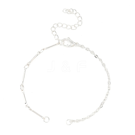 Brass Bar Link Chain & 304 Stainless Steel Cable Chain Bracelet Making AJEW-JB01421-03-1