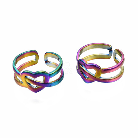 Open Heart Cuff Rings RJEW-N038-020-1