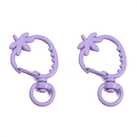 Spray Painted Strawberry Spring Ring Clasps PW-WGB8233-03-1