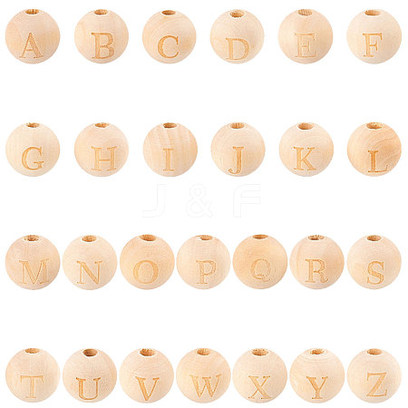 SUNNYCLUE 52 Pcs 26 Styles Unfinished Natural Wood European Beads WOOD-SC0001-32-1