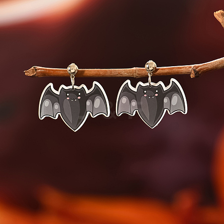 Cute Cartoon Bat Resin Stud Earrings for Halloween Party Gift OI2256-1-1