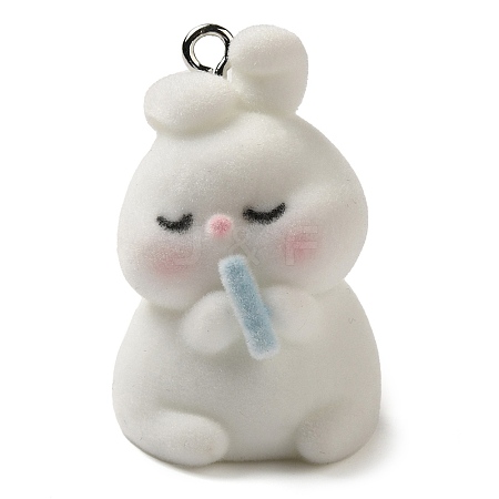 Flocking Resin Cute Pendants RESI-D072-01C-1