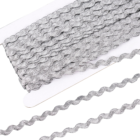 Sparkle Wave Pattern Metallic Polyester Ribbon OCOR-WH0047-15A-1