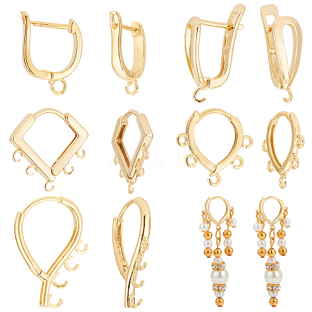 HOBBIESAY 20Pcs 5 Styles Brass Hoop Earring Finding KK-HY0003-47-1