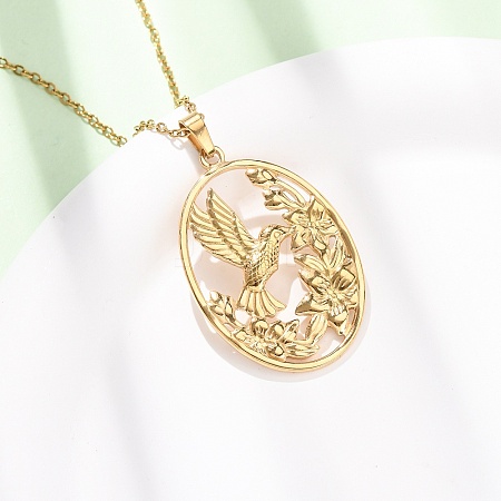 304 Stainless Steel Pendant Cable Chain Necklaces for Men Women NJEW-K308-03C-G-1