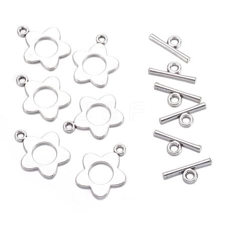 Flower Tibetan Style Alloy Toggle Clasps X-A0977Y-1