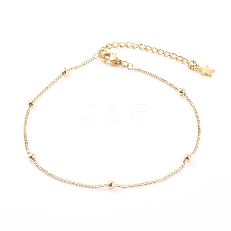 Brass Curb Chain Anklets AJEW-AN00424-1