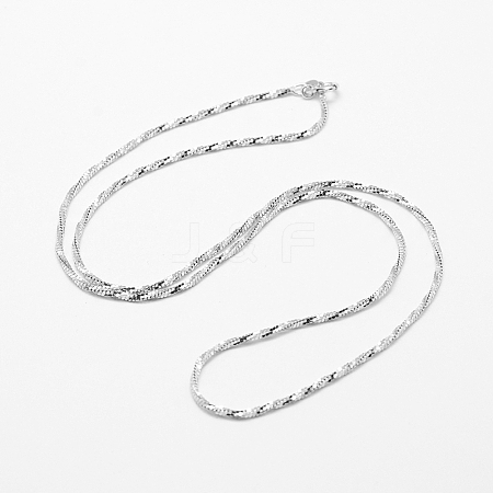 Anti-Tarnish Sterling Silver Snake Chain Necklaces STER-F028-09P-1